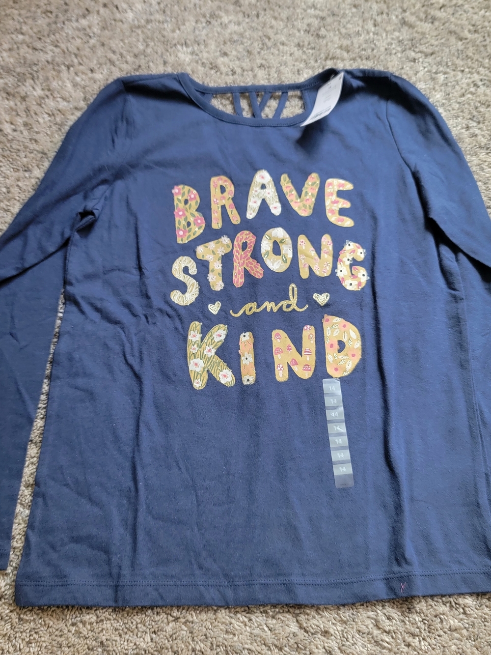 Carters Girls Long Sleeve Navy Blue Top Size 14 NWT!!